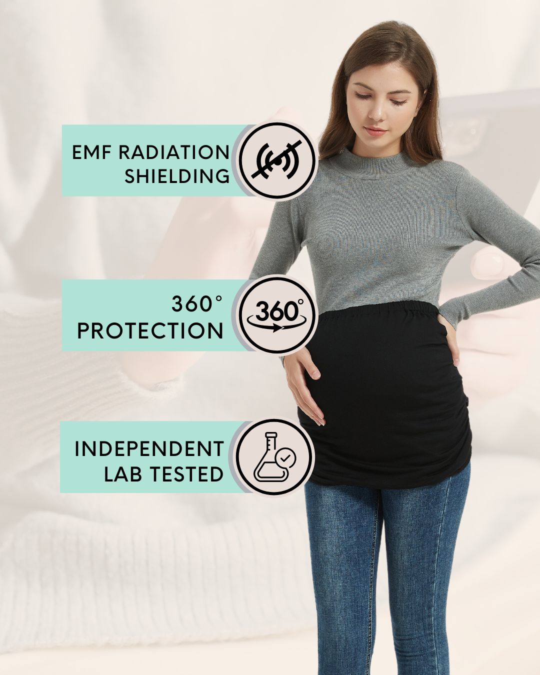 Embrace wellness with the Radia Smart® Pregnancy Belly Band (Black), designed with silver-lined Faraday fabric to block EMF, RF, and 5G radiation. This protective band supports fertility and prenatal health by reducing exposure to harmful wireless signals. Soft, breathable, and safe for daily wear, it offers comfort and peace of mind for expecting mothers. Ideal for use at home or on the go, it promotes a healthier environment for both mom and baby.